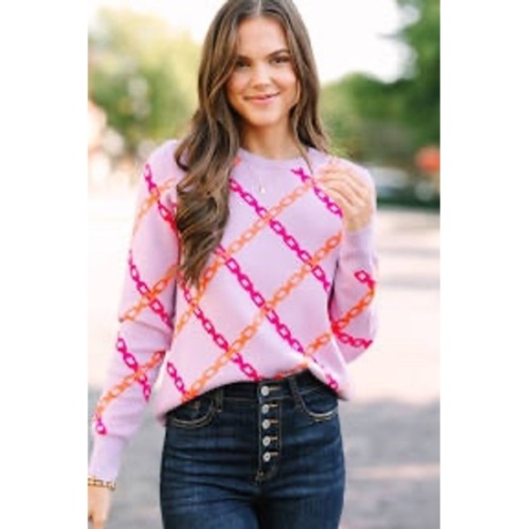 THML Sweaters - THML Lilac Chain Link‎ Knit Sweater XS